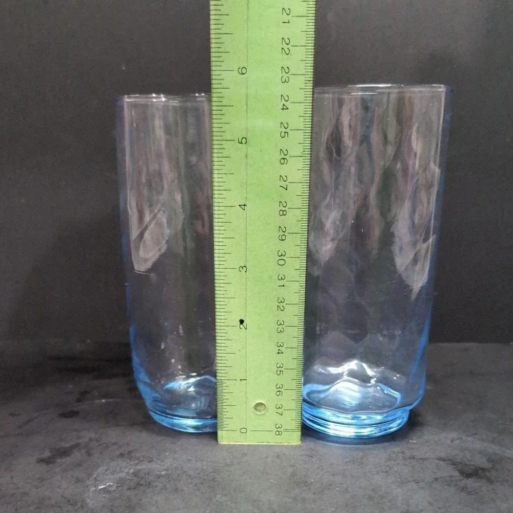 Libbey Optic Swirl Blue Coolers,‎ Set of 2, Vintage 16oz Tumblers, Drinkware